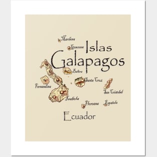 Galapagos Islands Map Posters and Art